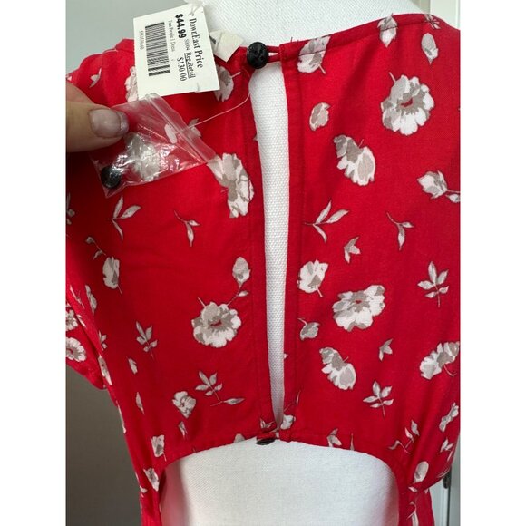 Free People Red Floral Print Keyhole Back Dinner Dress Size 10 NWT - Picture 10 of 16